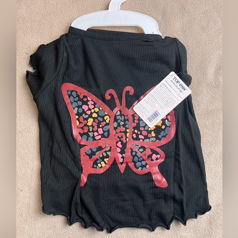 Top Paw Butterfly Black Dog Tee Tshirt - Picture 1 of 3